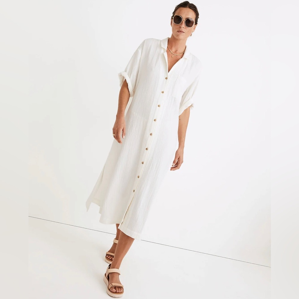 NWOT Madewell lightestspun cover-up maxi shirtdress cream